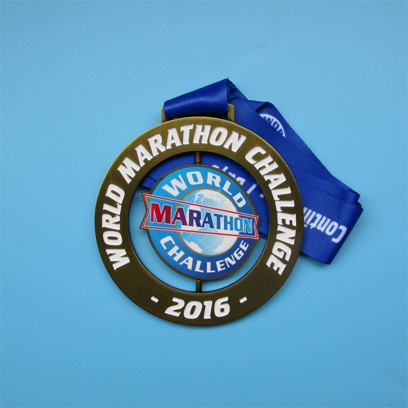 Vlastní design World Marathon Challenge Spin Medaile
