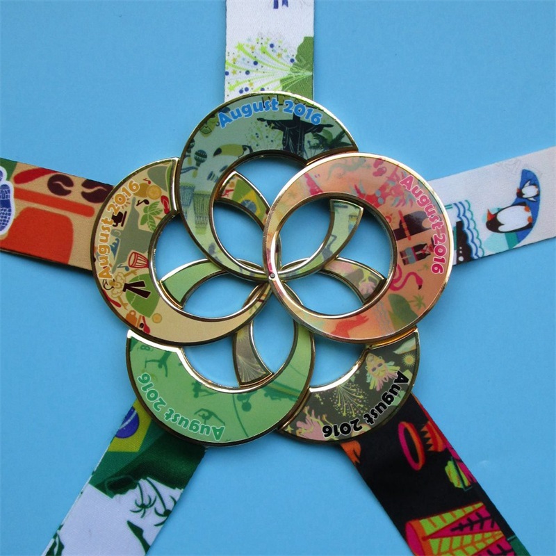 Medaile pásu krku Vlastní design tisk kovové kombinace medaile suvenýr
