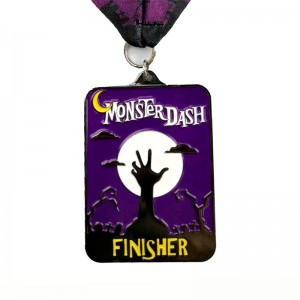 Kovová die lití matné černé kovové medaile Halloween Flip-Open Sportovní medaile