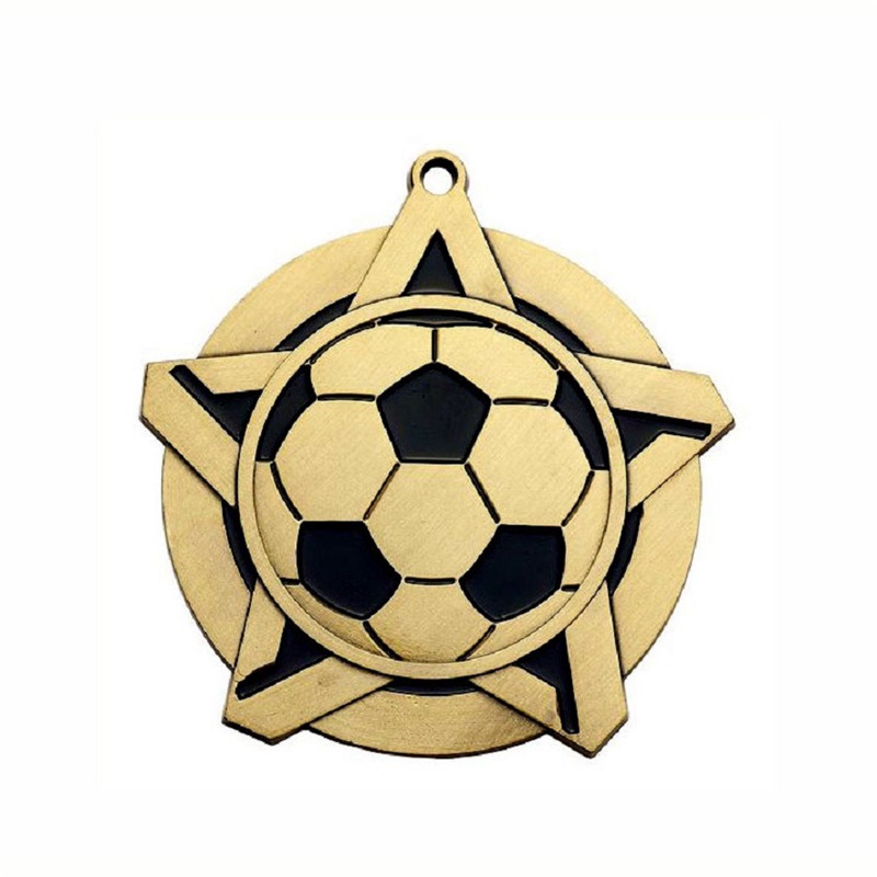 Gag Design Metal 3D Logo Fotbal Soccer Race Sports Gold Award Medaile Factory Custom Medaile With Ribbon