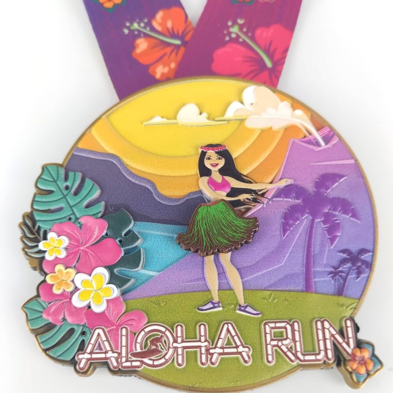 Custom Race Medaile Classic Aloha Run Medaile 3d tištěné maratonové medaile zábavné běh medailí finišer medaile